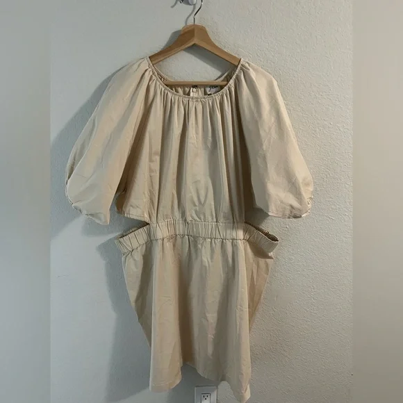 NWT J.Crew Puff-Sleeve Side-Cutout Mini Dress Lightweight Chino Size 22 Sold Out - Picture 5 of 13